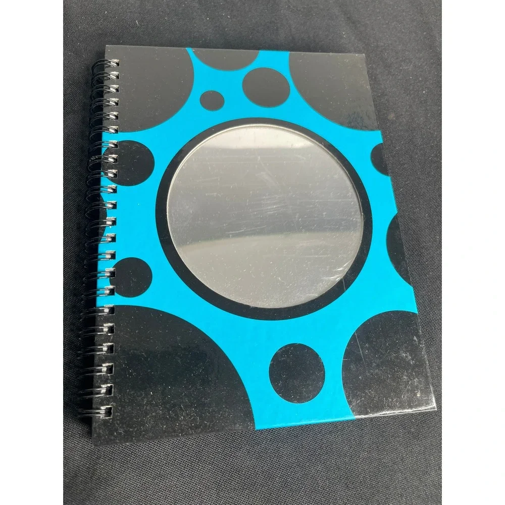Divoga Teal Black Polka Dot Spiral Notebook College Ruled 80 Sheets with Mirror